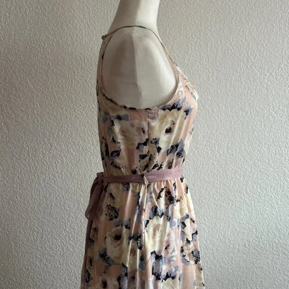 January 7 Floral High-Low Halter Dress with Waist Tie - Small - Picture 5 of 9